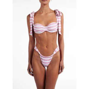 SAME LOS ANGELES 2 PC BIKINY WOMENS The Lady Bra And Rucched Bottom Stripped L
